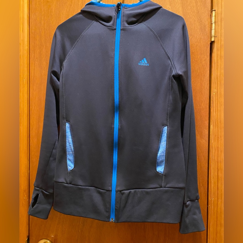 Adidas women’s black and blue zipped hoodie